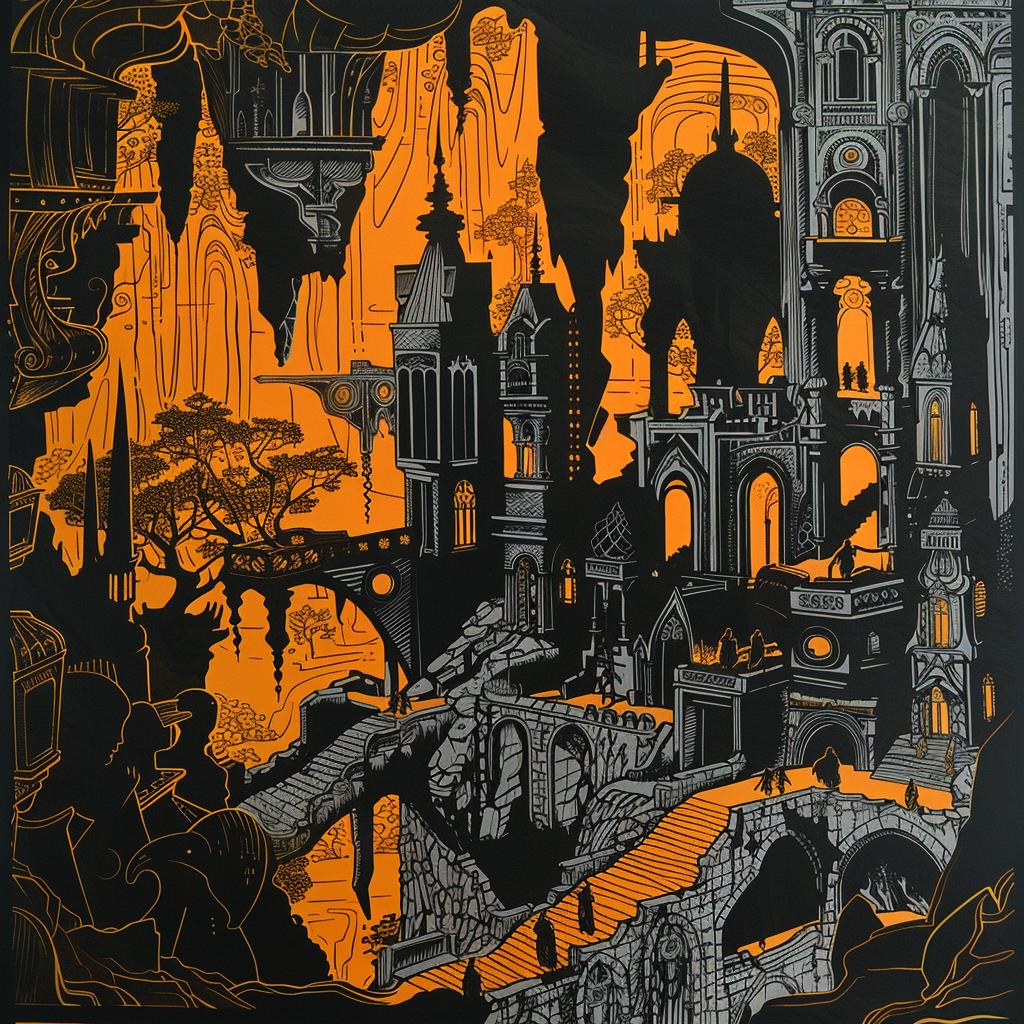 nord.ninja.rpg_black_and_white_and_orange_woodcut_of_storytelle_2517f898-7847-4d91-b572-e719cf96b5d8